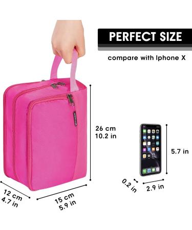 WANDF Toiletry Bag Water-Resistant Nylon Travel Wash Bag Lightweight Dopp Kit for Men and Women(A-Pure Pink) - Buy Online on GoSupps.com