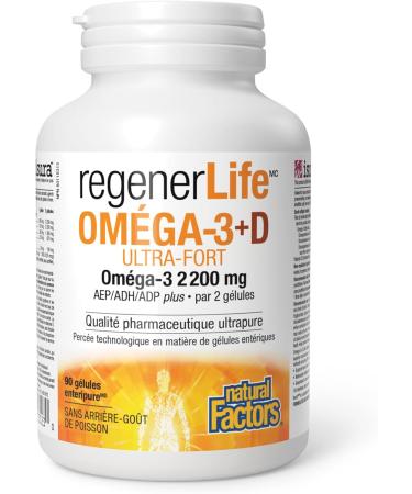 Natural Factors Regenerlife Omega-3+D Ultra Strength 90 Enteripure Softgels High-potency Omega-3 with Vitamin D3 for Immune Cardio and Cognitive Support - Buy Online on GoSupps.com