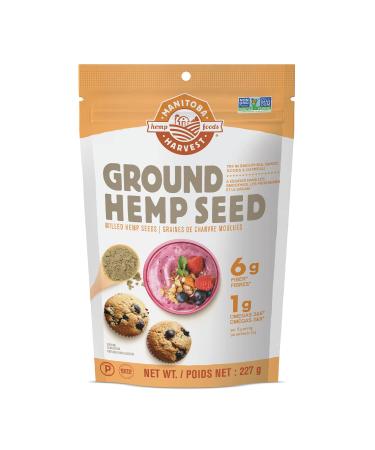 Manitoba Harvest Ground Hemp Seed 227 g 6g of Fibre per 15 g Serving Non-GMO Project Verified Vegan Keto Paleo 1 g Omega 3 & 6 per 15 g serving- Blend in smoothies oatmeal use in baking 8-Pack