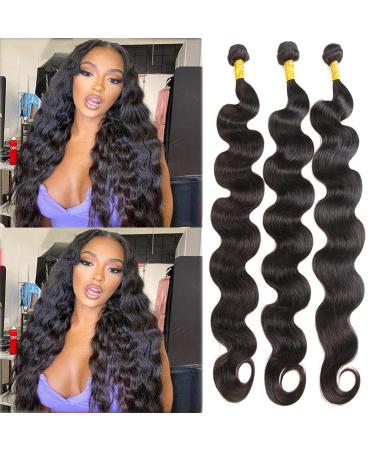 12A Brazilian Body Wave Bundles (34 36 38 Inch) 100% Unprocessed Virgin Human Hair 3 Bundles Long Body Weave Bundles Hair Extensions Natural Color 34 36 38 Body Wave 3 Bundles