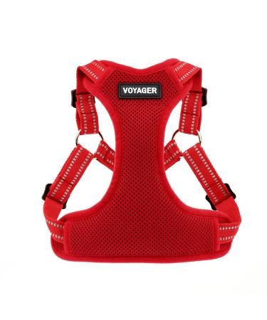 Best Pet Supplies Voyager Adjustable Dog Harness with Reflective Stripes for Walking, Jogging, Heavy-Duty Full Body No Pull Vest with Leash D-Ring, Breathable All-Weather Wear M (Chest: 17 - 21") 1Red (Matching Trim)