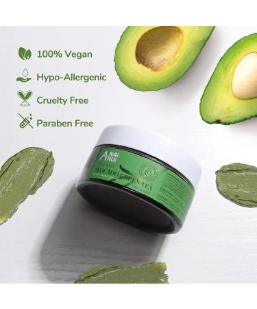 ANAI RUI Green Tea Face Mask with Avocado Clay - 120g / 4.23 oz | Acne Detox, Deep Cleanse, Hydrating, Nourishing & Soothing Skin Care - Buy Online on GoSupps.com