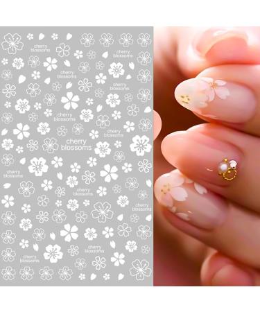 SILPECWEE White Flower Star Heart Nail Stickers - 8 Sheets | 3D Nail Art Decals for DIY & Salon | Manicure Kit with Tweezers - Buy Online on GoSupps.com