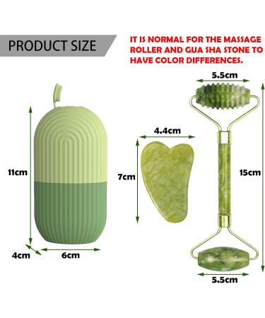 BDSHUNBF Gua Sha & Jade Roller Set - Ice Facial Roller for Skin Tightening & Eye Swelling Relief - Reusable Silicone Massager - Buy Online on GoSupps.com
