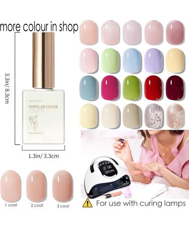 Nude Gel Nail Polish Pink Jelly Natural Transparent French Manicure Gel Nail Polish 15ML Nude Neutral Builder Gel Nail Primer Soak off LED Gel Nail Varnish for Women Girls DIY Nail Art at Home - Buy Online on GoSupps.com