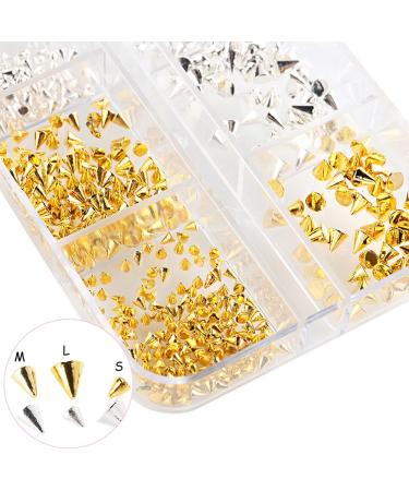 12 Grids Mini Metal Rivet Nail Charms - Gold Silver Black Spike Studs for Punk Nail Art & Acrylic Nails Decoration - Buy Online on GoSupps.com