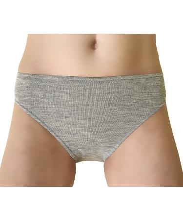 Womens Medium Grey Melange Thermal Panties Briefs - Moisture Wicking Merino Wool Silk - Buy Online on GoSupps.com