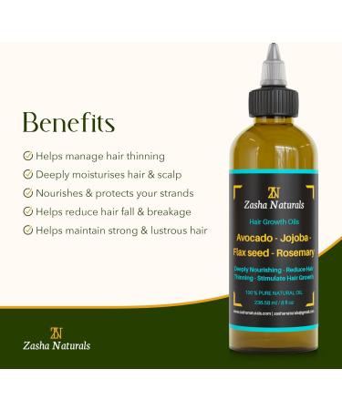 Zasha Naturals Hair Oil for Dry Hair Cold Pressed Rosemary Avocado Flaxseed & Jojoba Oil Dry Scalp Treatments for All Hair Types Oil - Buy Online on GoSupps.com