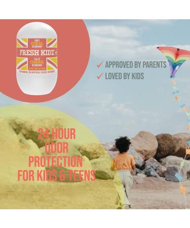 Fresh Kidz Roll On Deodorant for Kids and Teens - Baking Soda and Aluminum-free 24 Hour Protection for Sensitive Skin - Girls "Coral" 1.86 fl.oz. (3 Pack) 1.86 Fl Oz (Pack of 3) - Buy Online on GoSupps.com