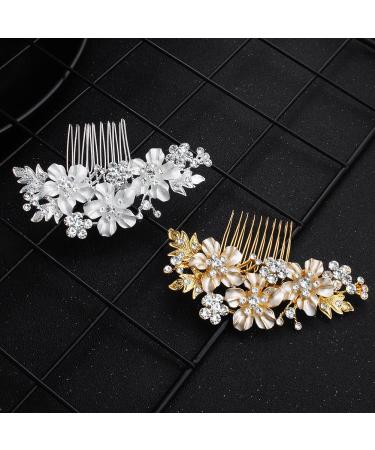 Suandsu Rhinestone Crystal Bridal Hair Comb - Silver Hair Piece Accessories - Buy Online on GoSupps.com