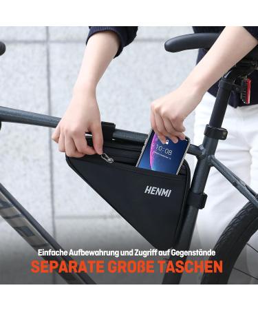 Henmi Waterproof Bicycle Frame Bag - Triangular Pocket for Phone Keys Snacks & Tools - Ideal for City Trekking & MTB Bikes - Buy Online on GoSupps.com
