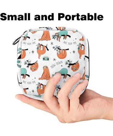 Buy Cute Sloth Menstruation Pad Bag with Zipper | Women's Tampon & Napkin Collecting Bag Perfect for Women & Girls - Buy Online on GoSupps.com