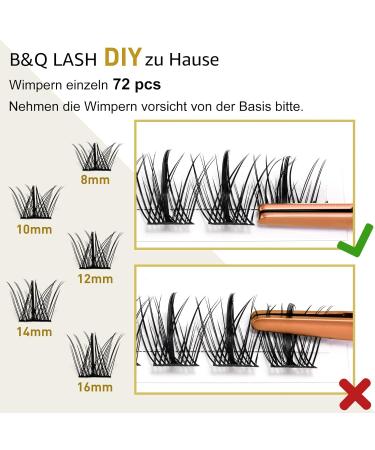 Shop 72 PCs B & Q DIY Individual Eyelashes - Fluffy Wispy & Reusable for Beginners | Perfect for At-Home Extensions (D-12mm B31) - Buy Online on GoSupps.com