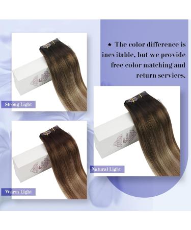 Moresoo Balayage Clip in Hair Extensions 12 Inch Brown Ombre Highlights - 5 Pieces, 70g - Natural Hair Extensions for Women - Pack of 1 (#4/10/16) - Buy Online on GoSupps.com