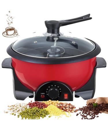 Home Coffee Roaster 1200W Electric Coffee Roaster For Coffee Beans Nuts Peanuts Cashews Chestnuts 0-240 C Non-stick Coating Coffee Roaster Shop/Home Red