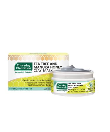 Thursday Plantation Tea Tree And Manuka Honey Clay Mask to Cleanse Soothe and Soften Oily Acne-prone Skin 3.5 oz.