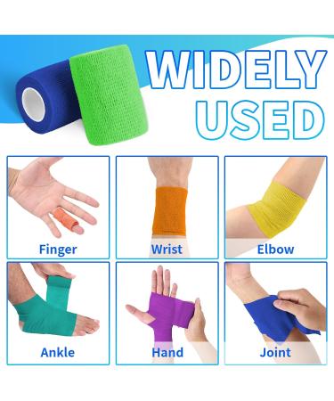 120 Pack Colorful Self Adhesive Bandage Wrap | 2" x 5 Yards Cohesive Vet Wrap for Pets & Sports | Breathable Elastic Tape in 24 Colors - Buy Online on GoSupps.com