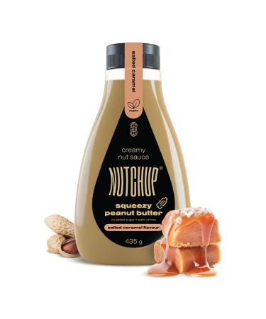 Nutchup |Peanut butter in a squeeze bottle |Delicious creamy nut covering peanut topping |Saess for pancakes waffles ice cream pizza |435g bottle of salty caramel