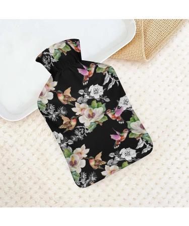 Flowers Birds Hot Water Bottle with Plush Cover - Hand Warmer for Adults & Kids | 26.5x15.3cm - Ideal for Cozy Comfort - Buy Online on GoSupps.com