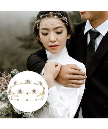 Uonlytech Alloy Stars Goddess Crown Headband Bridal Tiara Wedding Accessory - Golden - Buy Online on GoSupps.com