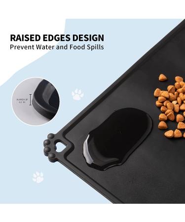 20x12 Inch Silicone Waterproof Pet Feeding Mat - Grey/Black/Blue - Anti-Slip Tray Mats for Dogs and Cats - Buy Online on GoSupps.com