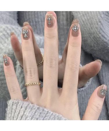 3D Silver Cross Nail Charms - Retro Punk Heart Designs for Nail Art - Nail Decoration Supplies - Buy Online on GoSupps.com