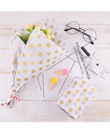 MIAHART 60 Pcs Gold White Tissue Paper Bulk - Decorative Metallic Wrapping Paper for Gift Bags, Birthday, Christmas Party Decoration - DIY Arts Crafts - Gold Dot Wave Design - 60 Sheets - Buy Online on GoSupps.com