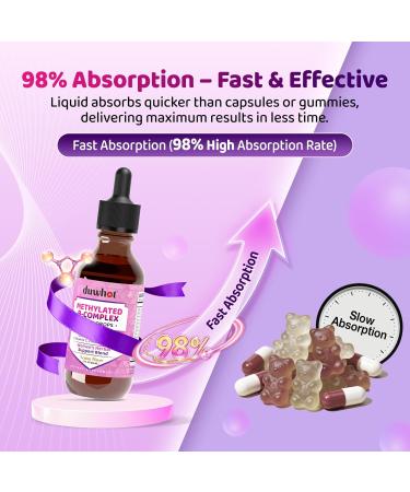 duwhot Methylated B-Complex Liquid Drops for Women Vitamins B1 B2 B3 B6 B9 B12 1000 mcg with C Choline Magnesium Inositol & Herbal Blend High Absorption Lemon Flavor 2 Fl Oz - Buy Online on GoSupps.com