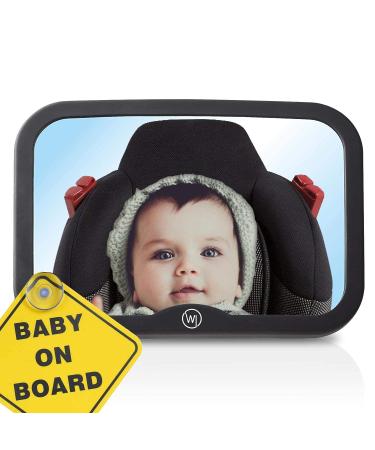 Baby car mirror for headrest |Return mirror breastfed & extra large |Back seat mirror for babies |Baby initial equipment car accessories car mirror (baby on board sign 360 swiveling)
