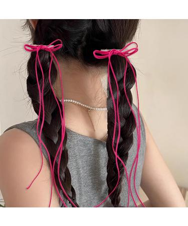AJOIDR Ballet Ribbon Hair Bows Pack of 2 Hair Clip Korean Style Bows Clip Women Hair Holder Nonslip Barrettes Hair Ornaments Hot Pink - Buy Online on GoSupps.com