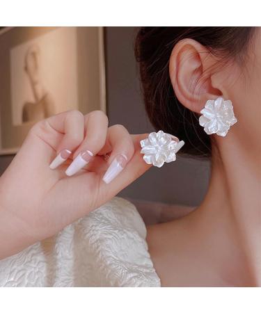 YienDoo Large White Flower Earrings | Vintage Floral Petal Studs for Weddings & Proms - Buy Online on GoSupps.com