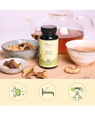 Organic Reishi Extract Vegavero | 8400mg | Ganoderma Lucidum with Polysaccharides & Beta Glucans | Mushroom Extract Powder | 90 Capsules - Buy Online on GoSupps.com