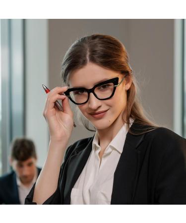 FEISEDY Cateye Blue Light Blocking Glasses for Women - Fashion Cat Eye Frame Black 52mm B2984 - Buy Online on GoSupps.com
