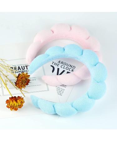 Mimi and Co Spa Headband for Women - Sponge & Terry Towel Cloth Fabric Head Band for Skincare Makeup Headband Puffy Spa Headband for Skincare Face Washing Shower (Pink) - Buy Online on GoSupps.com