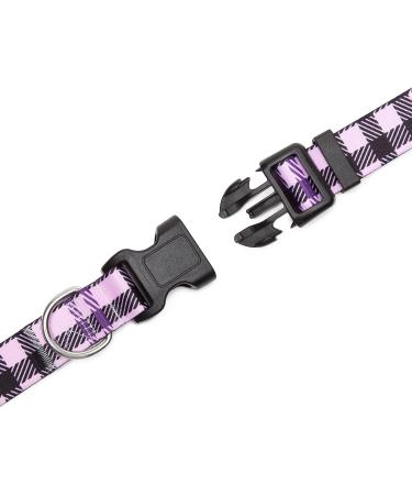 Mercano Adjustable Dog Collar - Soft Nylon Comfort & Robust Pattern for Small & Medium Dogs Puppies and Cats (Large Checkered Purple) - Buy Online on GoSupps.com