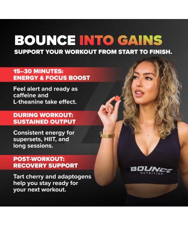 Bounce Pro Shred Blend Pre Workout Gummies Raspberry Peach 30 Vegan Gummies with Caffeine, Ashwagandha & L-Theanine for Energy, Focus & Endurance (30 Count (Pack of 1), Raspberry Peach) Raspberry Peach 30 Count (Pack of  - Buy Online on GoSupps.com