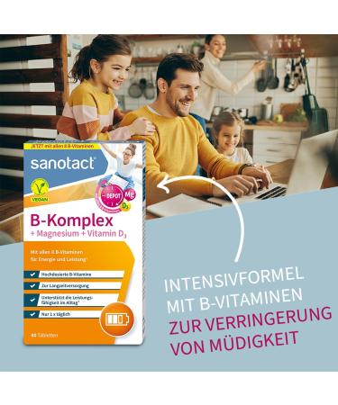 Sanotact B Complex + Magnesium + Vitamin D3 (240 Tablets) | High-Dose Vegan B Vitamins & Minerals for Energy & Wellness - Buy Online on GoSupps.com