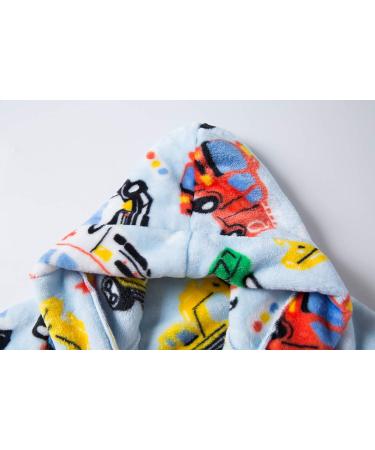 XINNE Soft Bathrobe for Boys & Girls - Cute Pattern Toddler Baby Flannel Hoodie Pajamas Sleepwear with Multi Cars Design - Buy Online on GoSupps.com