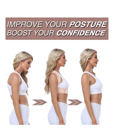 Posture Corrector for Women & Men | Adjustable Back Support Brace for Instant Pain Relief | Breathable Design - S/M Nude - Buy Online on GoSupps.com
