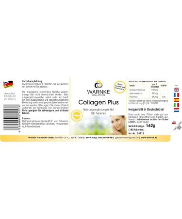 WARNKE VITAL SUBSTANCES Collagen tablets with hyaluronic acid and vitamin C high dosage 180 tablets Warnke Vitalstoffe German pharmacy quality - Buy Online on GoSupps.com