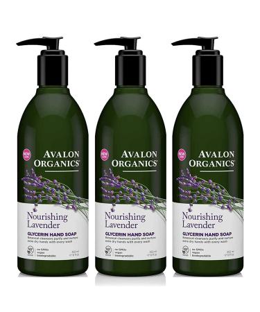 Avalon Organics Nourishing Lavender Glycerin Hand Soap 12 Fl Ounce (Pack of 3)