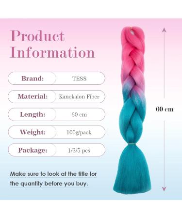 Tess Braids Extensions Blue 60 cm | Jumbo KanCalon Ombre Hair Braids for Box Braids - 100g Bundle (1 Piece Rosa/Blue) - Buy Online on GoSupps.com