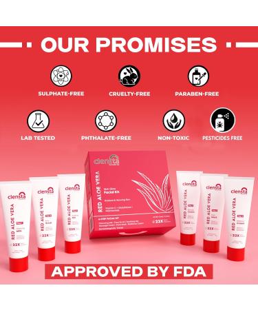 Clensta Red Aloe Vera Facial Kit - 6 Steps for Radiant Skin | Vitamin C & Niacinamide | Reduces Dark Spots | 2.12 Oz/60g | International Shipping Available - Buy Online on GoSupps.com