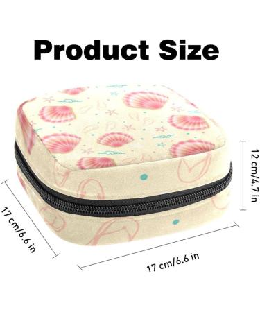 Stylish Pink Menstruation Pad Bag with Zipper | Women's Napkin & Tampon Organizer | Cute Summer Shells Design - Buy Online on GoSupps.com