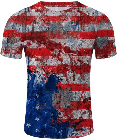 BEUU Soldier Short Sleeve American Flag T-Shirt | Retro Patriotic Men's Tee, Gray-112 Medium - Buy Online on GoSupps.com