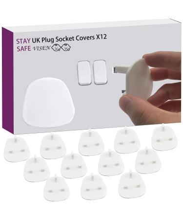12Pcs Plug Socket Covers Child Safety UK Plug Covers for Sockets Baby Proof Electrical Outlet Safety Socket Protectors Plug Covers Caps for Home and School Office