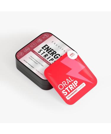 EXUVITAL Energy Strips for Daily Focus, Strength, and Power and Energy Boost, 30 Oral Strips, Cranberry Flavor, L-Theanine, Caffeine - Buy Online on GoSupps.com
