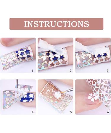 NICENEEDED Airbrush Nail Stickers Nail Stencils French Nail Decals Printing Template Stencil Tool Hollow 3D Self-Adhesive Design Butterfly Star Heart Cross DIY Nail Art Manicure Charms Decoration - Buy Online on GoSupps.com