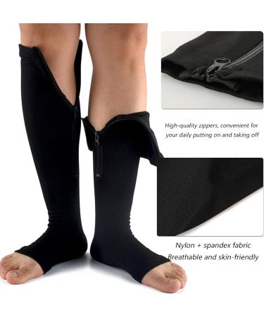 Mdrcg Compression Stockings with Zipper | Knee High Open Toe Calf Socks | 15-20 mmHg Support for Optimal Circulation - Buy Online on GoSupps.com