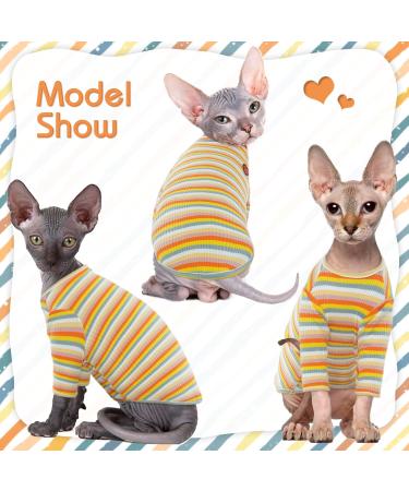 Hairless Cat Cotton T-Shirts - Breathable Summer Pet Clothing for Sphynx Cornish Rex Devon Rex | Soft Stretchable & Skin-Friendly Jumpsuit (S 4.4-5.5lbs) - Yellow - Buy Online on GoSupps.com